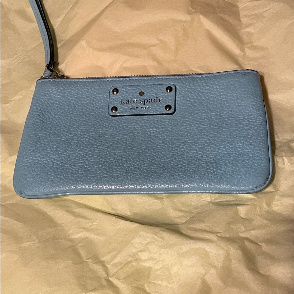 Kate Spade  large Light Blue Wristlet.  LS